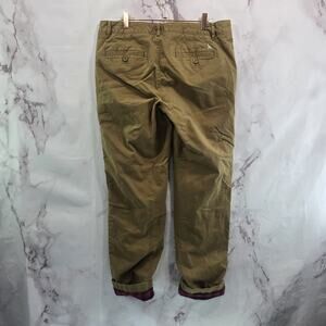 Eddie Bauer Pants Women 8x30 Flannel Lined Brown Red High Rise Boyfriend Relaxed